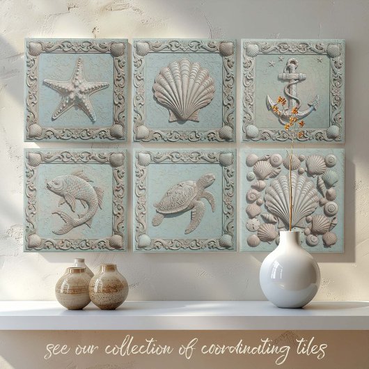 Trompe L'oeil Marine Life Shell Collection ID1190b Fliese
