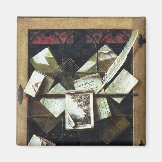 Trompe l'oeil mit Buchstaben und Notizbüchern, 166 Magnet (Vorne)