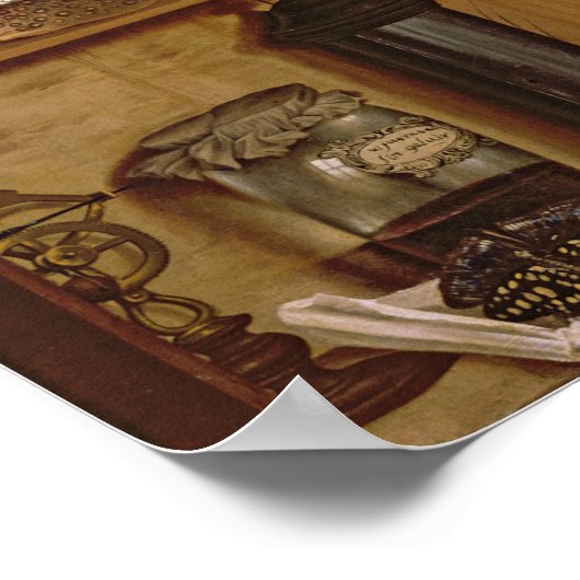 Trompe l'Oeil mit Statuette des Herkules Poster (Ecke)