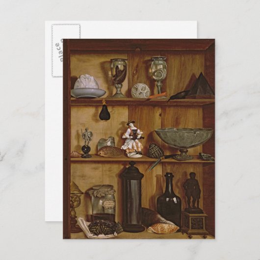 Trompe l'Oeil mit Statuette des Herkules Postkarte (Vorne/Hinten)