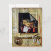 Trompe l'Oeil Still Life, 1665 Postkarte (Vorne/Hinten)