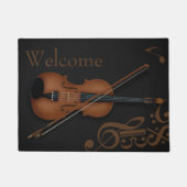 Trompe L'oeil Violin & Bow Elegantes Schwarzes Cus Fußmatte (Vorderseite)