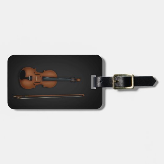 Trompe L'oeil Violin & Bow Musikinstrument Fall Gepäckanhänger (Vorderseite horizontal)