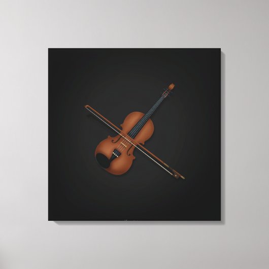 Trompe L'oeil Violin mit Bow auf den Top 24x24 Sch Leinwanddruck (Vorderseite)
