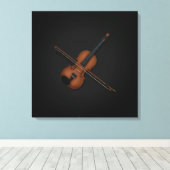 Trompe L'oeil Violin mit Bow auf den Top 24x24 Sch Leinwanddruck (Insitu (Holzboden))