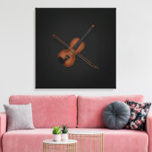 Trompe L'oeil Violin mit Bow auf den Top 24x24 Sch Leinwanddruck (Insitu (Wohnzimmer))
