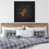 Trompe L'oeil Violin mit Bow auf den Top 24x24 Sch Leinwanddruck (Insitu (Schlafzimmer))