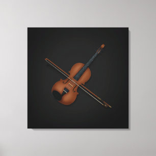 Trompe L'oeil Violin mit Bow auf den Top 24x24 Sch Leinwanddruck