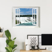 Trompe l'oeil Wasserfall Falsche Fensteransicht Poster (Heimbüro)