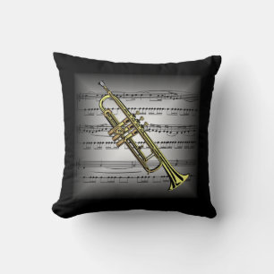 Trompet ~ 3-D Sheet Music ~ Pillow Grau/Black ~ Kissen