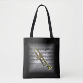 Trompet ~ 3-D Sheet Music ~ Pillow Grau/Black ~ Tasche (Vorderseite)