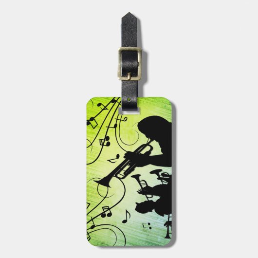 Trompet Abschnitt Grüne Musik Gepäckanhänger (Vorderseite vertikal)