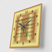 Trompet ~ Kurveste Noten ~ Gold Background ~ Quadratische Wanduhr (Winkel)