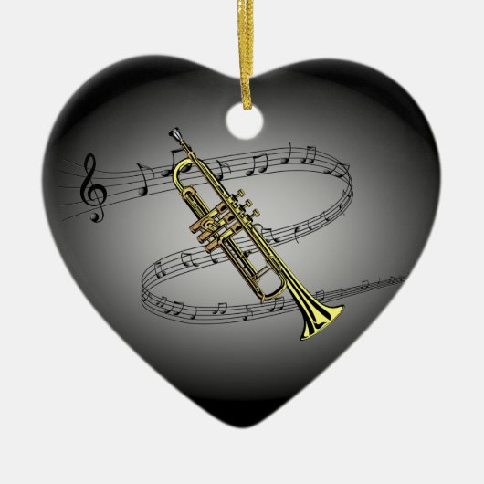 Trompet Musical Scale ~ Schwarz ~ Grauer Hintergru Keramikornament (Vorne)