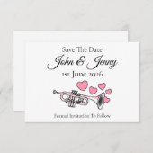 Trompet Musician Wedding rettet das Datum (Vorne/Hinten)