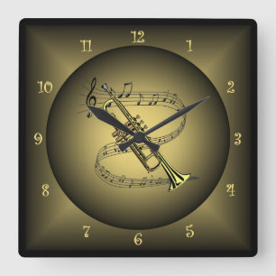 Trompet ~musikalisches Instrument ~Musical Scale ~ Quadratische Wanduhr