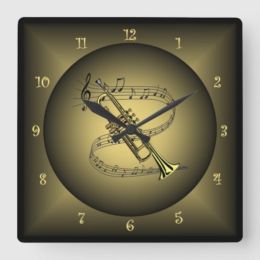 Trompet ~musikalisches Instrument ~Musical Scale ~ Quadratische Wanduhr (Vorderseite)