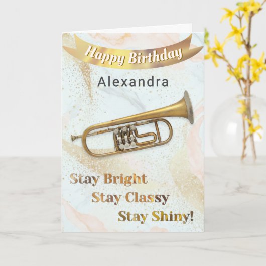 Trompet Musikinstrument Personalisiert Geburtstag Karte (Gelbe Blume)