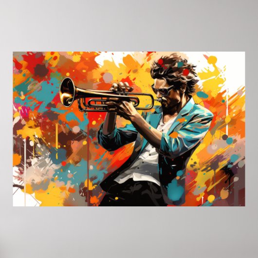 Trompet Player Music Malerei Abstrakte Art Decke Poster (Vorne)