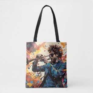 Trompet Player Music Malerei Abstrakte Art Decke Tasche
