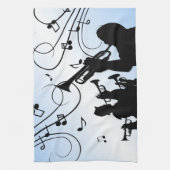 Trompet Section Blue Music Geschirrtuch (Vertikal)