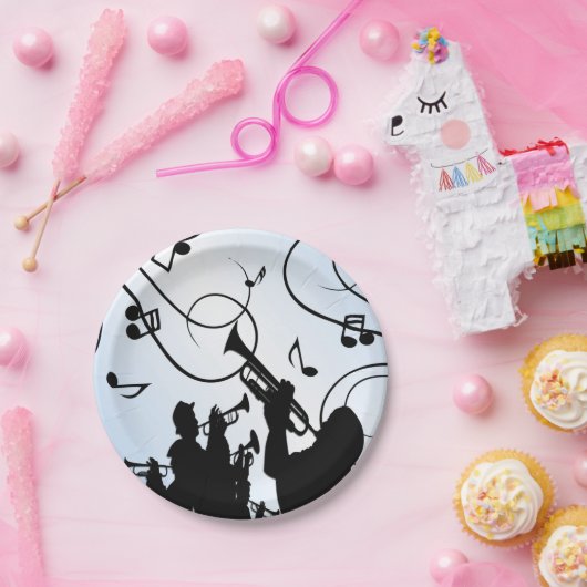 Trompet Section Blue Music Pappteller (Party)