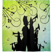 Trompet Section Jazz Music Green Duschvorhang (Vorderseite)
