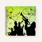 Trompet Section Jazz Music Green Notizblock (Vorderseite)