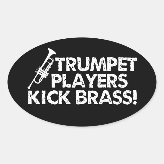 Trompet Spieler Kick Brass! Ovaler Aufkleber (Vorderseite)