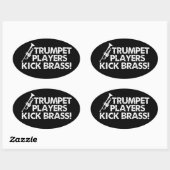 Trompet Spieler Kick Brass! Ovaler Aufkleber (Blatt)