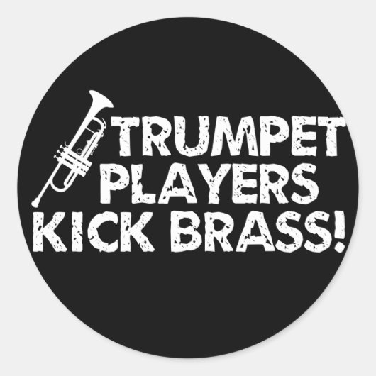 Trompet Spieler Kick Brass! Runder Aufkleber (Vorderseite)