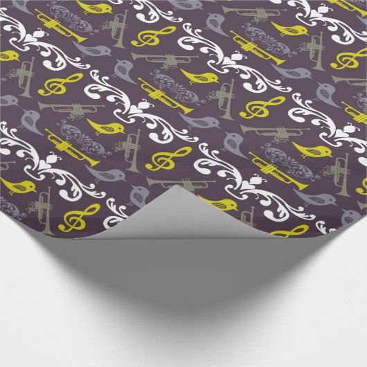 Trompet und Bird Geschenkpapier (Ecke)