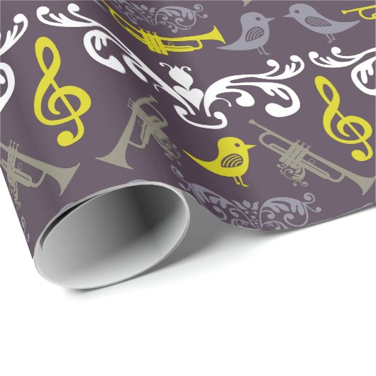 Trompet und Bird Geschenkpapier (Rolleneckpunkt)