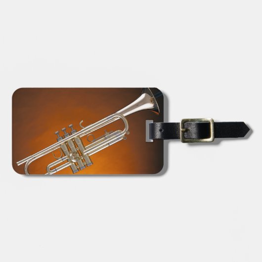 Trompete auf Gold Gepäckanhänger (Vorderseite horizontal)