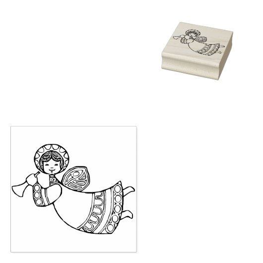 Trompete Engelkunst Briefmarke Gummistempel (Stempel)