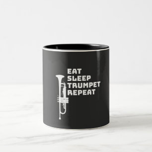 Trompete - Essen Schlaf Trompete Wiederholen Zweifarbige Tasse