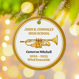 Trompete High School Band Custom Gold Weihnachten Keramik Ornament