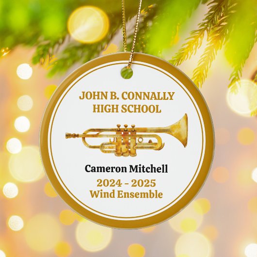 Trompete High School Band Custom Gold Weihnachten Keramik Ornament