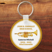 Trompete High School Band Custom Gold Weihnachten Schlüsselanhänger (Rückseite)