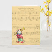 Trompete-Maus auf Noten - Gruß-Karte Karte (Gelbe Blume)