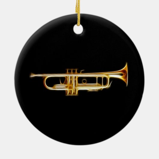 Trompete-Messinghorn-Wind-Musikinstrument Keramik Ornament (Hinten)