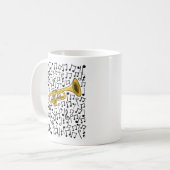 Trompete mit musikalischen Noten, Messingmusiker Kaffeetasse (Vorderseite Links)