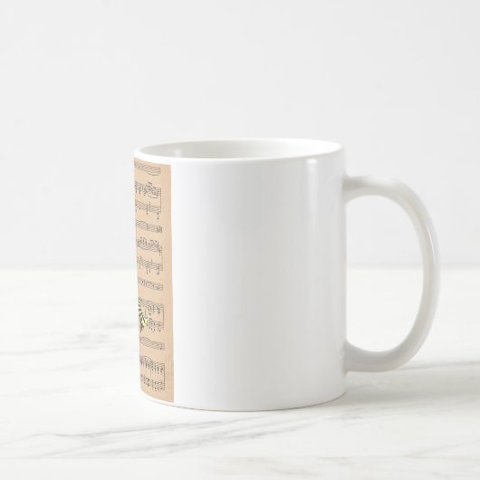 Trompete mit Notenblatt-Hintergrund Kaffeetasse (Rechts)
