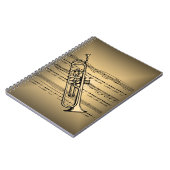 Trompete mit Notenen-Hintergrund Notizblock (Linke Seite)