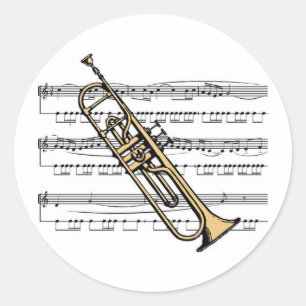 Trompete musikalisch 11 B Runder Aufkleber