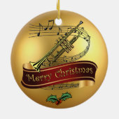 Trompete ~ musikalisches Rolle ~ Goldfrohe Keramik Ornament (Hinten)