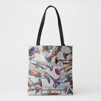 Trompete Print, farbenfrohe Trumps, Musikkunst Tasche