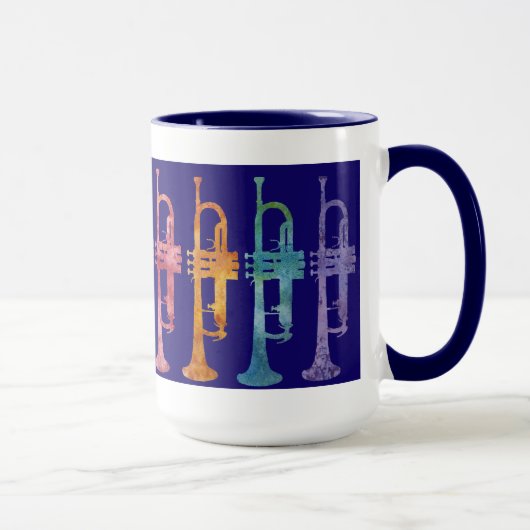 Trompete-Regenbogen auf Blau Tasse (Rechts)