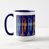 Trompete-Regenbogen auf Blau Tasse (Links)