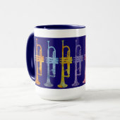 Trompete-Regenbogen auf Blau Tasse (Vorderseite Links)